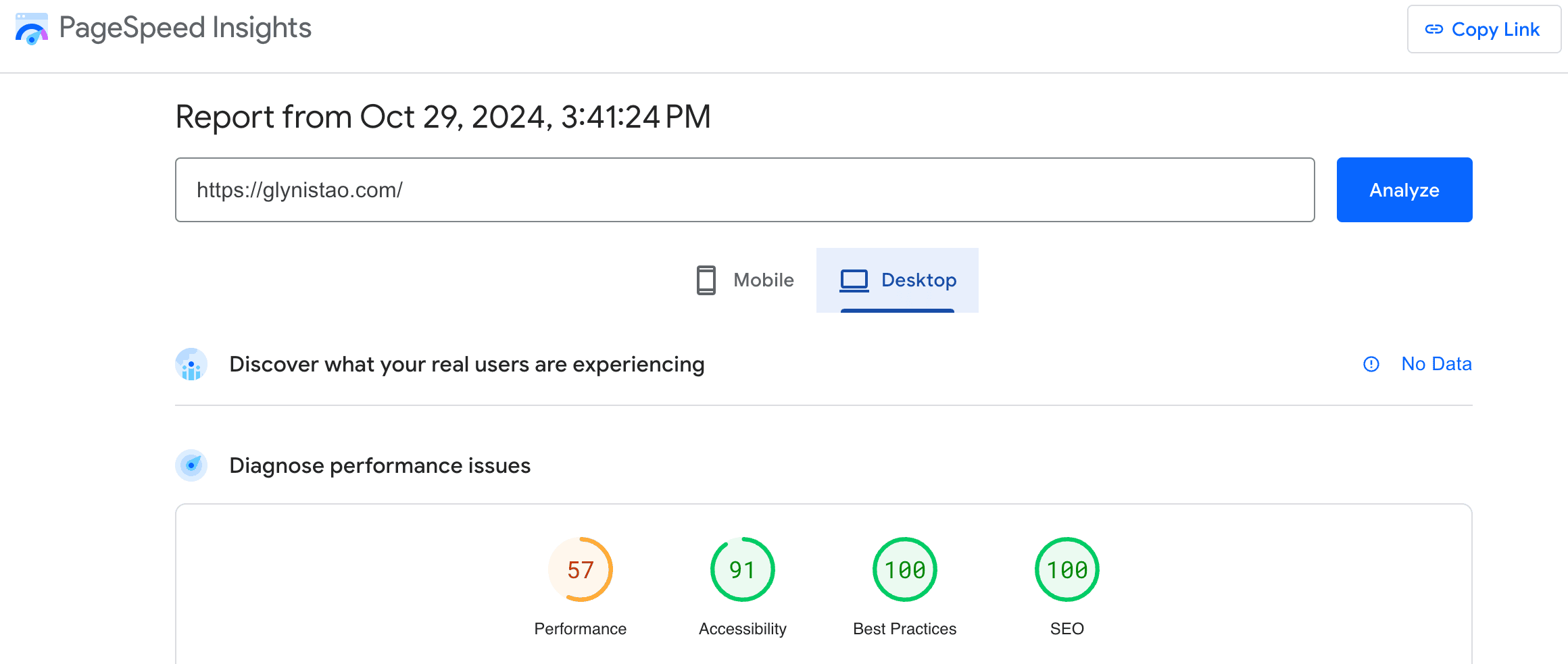 Pagespeed Insights Desktop